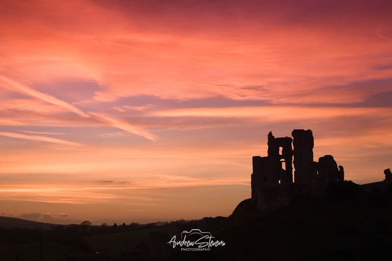 Corfe Castle Sunset (asp05-0897)